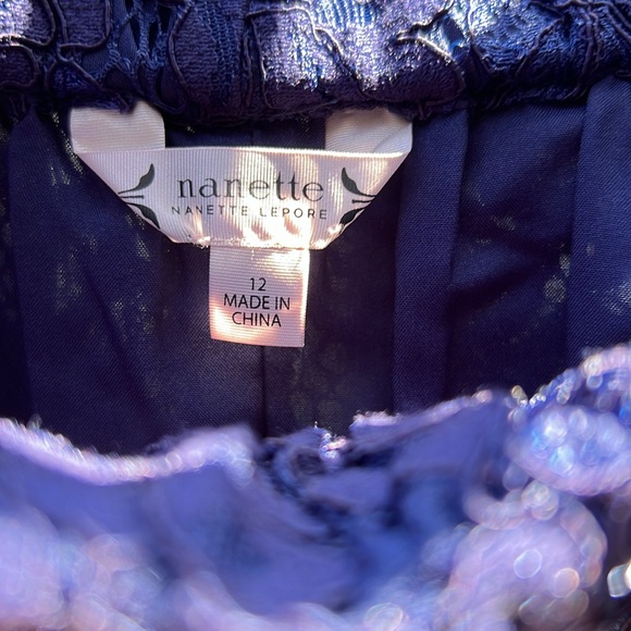 NWT Nanette Lepore, navy lace lined dress can be warned two ways. Size 12 - Picture 2 of 6